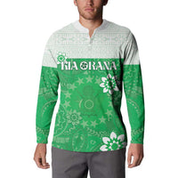 Cook Islands Maori Language Week Button Sweatshirt Pacific Tapa Pattern LT05 - Polynesian Pride