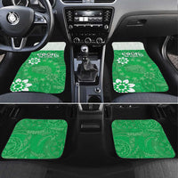 Cook Islands Maori Language Week Car Mats Pacific Tapa Pattern LT05 Set 4pcs Green - Polynesian Pride