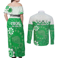 Cook Islands Maori Language Week Couples Matching Off Shoulder Maxi Dress and Long Sleeve Button Shirt Pacific Tapa Pattern LT05 - Polynesian Pride