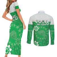 Cook Islands Maori Language Week Couples Matching Short Sleeve Bodycon Dress and Long Sleeve Button Shirt Pacific Tapa Pattern LT05 - Polynesian Pride