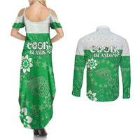 Cook Islands Maori Language Week Couples Matching Summer Maxi Dress and Long Sleeve Button Shirt Pacific Tapa Pattern LT05 - Polynesian Pride