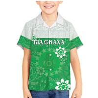 Cook Islands Maori Language Week Family Matching Mermaid Dress and Hawaiian Shirt Pacific Tapa Pattern LT05 Son's Shirt Green - Polynesian Pride