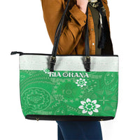 Cook Islands Maori Language Week Leather Tote Bag Pacific Tapa Pattern LT05 - Polynesian Pride