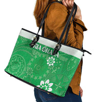 Cook Islands Maori Language Week Leather Tote Bag Pacific Tapa Pattern LT05 - Polynesian Pride