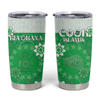 Cook Islands Maori Language Week Tumbler Cup Pacific Tapa Pattern LT05 Green - Polynesian Pride