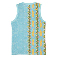 Hawaii Shell Tiare Anthurium Heliconia Lei Basketball Jersey With Tapa Pattern Baby Blue
