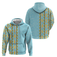 Hawaii Shell Tiare Anthurium Heliconia Lei Hoodie With Tapa Pattern Baby Blue