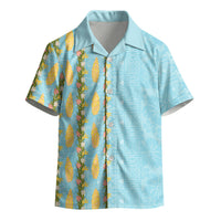 Hawaii Shell Tiare Anthurium Heliconia Lei Kid Hawaiian Shirt With Tapa Pattern Baby Blue LT05 - Polynesian Pride