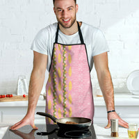 Hawaii Shell Tiare Anthurium Heliconia Lei Apron With Tapa Pattern Baby Pink