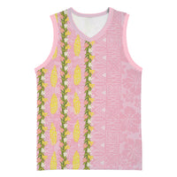 Hawaii Shell Tiare Anthurium Heliconia Lei Basketball Jersey With Tapa Pattern Baby Pink