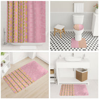 Hawaii Shell Tiare Anthurium Heliconia Lei Bathroom Set With Tapa Pattern Baby Pink