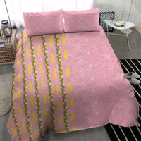 Hawaii Shell Tiare Anthurium Heliconia Lei Bedding Set With Tapa Pattern Baby Pink