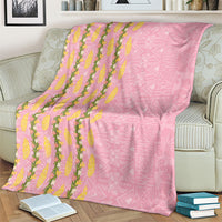 Hawaii Shell Tiare Anthurium Heliconia Lei Blanket With Tapa Pattern Baby Pink
