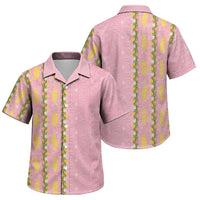 Hawaii Shell Tiare Anthurium Heliconia Lei Family Matching Tank Maxi Dress and Hawaiian Shirt With Tapa Pattern Baby Pink LT05 Son's Shirt Pink - Polynesian Pride