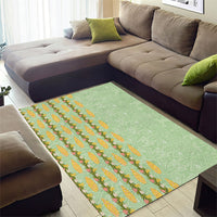 Hawaii Shell Tiare Anthurium Heliconia Lei Area Rug With Tapa Pattern Baby Green