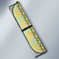 Hawaii Shell Tiare Anthurium Heliconia Lei Auto Sun Shade With Tapa Pattern Baby Green