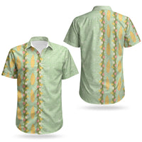 Hawaii Shell Tiare Anthurium Heliconia Lei Couples Matching Short Sleeve Bodycon Dress and Hawaiian Shirt With Tapa Pattern Baby Green LT05 - Polynesian Pride