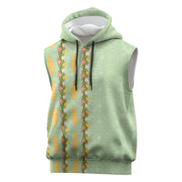 Hawaii Shell Tiare Anthurium Heliconia Lei Sleeveless Hoodie With Tapa Pattern Baby Green