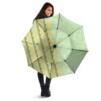 Hawaii Shell Tiare Anthurium Heliconia Lei Umbrella With Tapa Pattern Baby Green