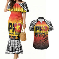 Papua New Guinea Independence Day Couples Matching Mermaid Dress and Hawaiian Shirt One People One Nation One PNG LT05 Yellow - Polynesian Pride