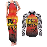 Papua New Guinea Independence Day Couples Matching Tank Maxi Dress and Long Sleeve Button Shirt One People One Nation One PNG LT05 Yellow - Polynesian Pride