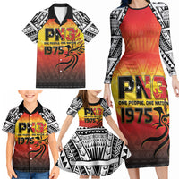 Papua New Guinea Independence Day Family Matching Long Sleeve Bodycon Dress and Hawaiian Shirt One People One Nation One PNG LT05 - Polynesian Pride