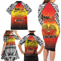 Papua New Guinea Independence Day Family Matching Long Sleeve Bodycon Dress and Hawaiian Shirt One People One Nation One PNG LT05 Mom's Dress Yellow - Polynesian Pride