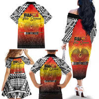 Papua New Guinea Independence Day Family Matching Off The Shoulder Long Sleeve Dress and Hawaiian Shirt One People One Nation One PNG LT05 Mom's Dress Yellow - Polynesian Pride