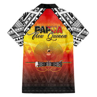 Papua New Guinea Independence Day Family Matching Off The Shoulder Long Sleeve Dress and Hawaiian Shirt One People One Nation One PNG LT05 Dad's Shirt - Long Sleeve Yellow - Polynesian Pride