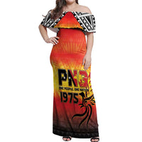 Papua New Guinea Independence Day Off Shoulder Maxi Dress One People One Nation One PNG LT05 Women Yellow - Polynesian Pride