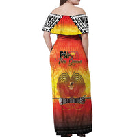 Papua New Guinea Independence Day Off Shoulder Maxi Dress One People One Nation One PNG LT05 - Polynesian Pride