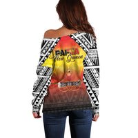 Papua New Guinea 50th Independence Day Off Shoulder Sweater One People One Nation One PNG LT05 - Polynesian Pride