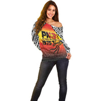 Papua New Guinea 49th Independence Day Off Shoulder Sweater One People One Nation One PNG