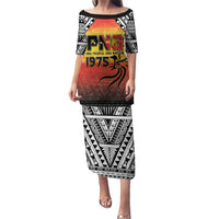 Papua New Guinea 50th Independence Day Puletasi One People One Nation One PNG LT05 Long Dress Yellow - Polynesian Pride