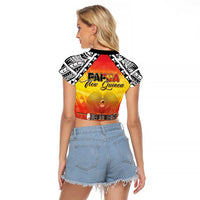 Papua New Guinea Independence Day Raglan Cropped T Shirt One People One Nation One PNG LT05 - Polynesian Pride