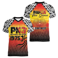 Papua New Guinea Independence Day Women V-Neck T-Shirt One People One Nation One PNG LT05 - Polynesian Pride