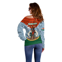 Vanuatu Penama Province Off Shoulder Sweater Vanuatuan Coat Of Arms Polynesian Pattern LT05 - Polynesian Pride