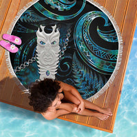 New Zealand Aotearoa Beach Blanket Maori Tane Te Waiora Paua Shell Glitter Turquoise LT05 - Polynesian Pride