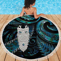 New Zealand Aotearoa Beach Blanket Maori Tane Te Waiora Paua Shell Glitter Turquoise LT05 - Polynesian Pride