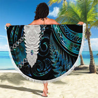 New Zealand Aotearoa Beach Blanket Maori Tane Te Waiora Paua Shell Glitter Turquoise LT05 - Polynesian Pride