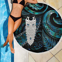 New Zealand Aotearoa Beach Blanket Maori Tane Te Waiora Paua Shell Glitter Turquoise LT05 - Polynesian Pride