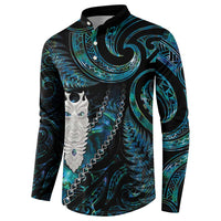 New Zealand Aotearoa Button Sweatshirt Maori Tane Te Waiora Paua Shell Glitter Turquoise LT05 - Polynesian Pride