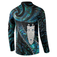 New Zealand Aotearoa Button Sweatshirt Maori Tane Te Waiora Paua Shell Glitter Turquoise LT05 - Polynesian Pride
