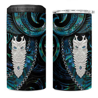 New Zealand Aotearoa 4 in 1 Can Cooler Tumbler Maori Tane Te Waiora Paua Shell Glitter Turquoise