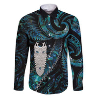 New Zealand Aotearoa Family Matching Off Shoulder Maxi Dress and Hawaiian Shirt Maori Tane Te Waiora Paua Shell Glitter Turquoise