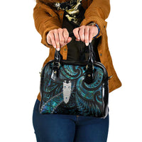 New Zealand Aotearoa Shoulder Handbag Maori Tane Te Waiora Paua Shell Glitter Turquoise LT05 One Size Turquoise - Polynesian Pride