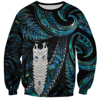 New Zealand Aotearoa Sweatshirt Maori Tane Te Waiora Paua Shell Glitter Turquoise LT05 Unisex Turquoise - Polynesian Pride