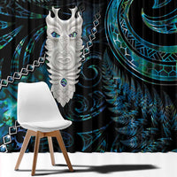 New Zealand Aotearoa Window Curtain Maori Tane Te Waiora Paua Shell Glitter Turquoise LT05 - Polynesian Pride