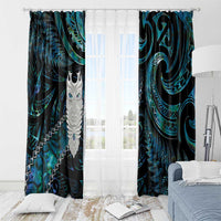 New Zealand Aotearoa Window Curtain Maori Tane Te Waiora Paua Shell Glitter Turquoise LT05 - Polynesian Pride