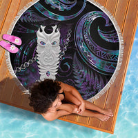 New Zealand Aotearoa Beach Blanket Maori Tane Te Waiora Paua Shell Glitter Purple LT05 - Polynesian Pride